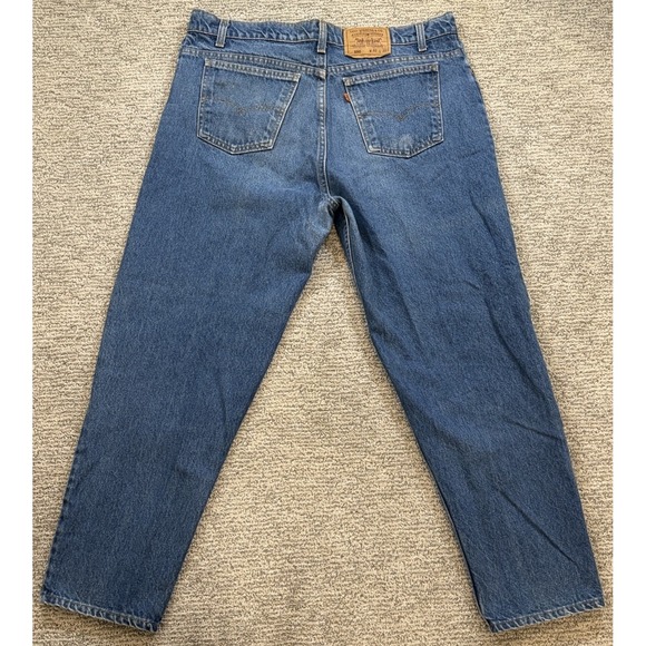 VINTAGE Levi's 550 Jeans 40x30 Blue Denim Tapered Orange Tag 90s USA Batwing Tag - Picture 9 of 12